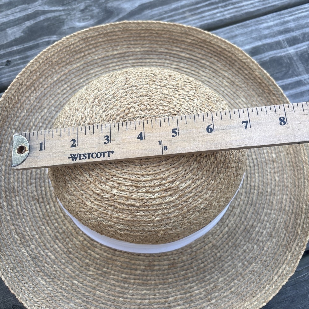 Helen Kaminski Handmade Australia Raffia Hat Natural OS white ribbon runs small - Picture 15 of 16